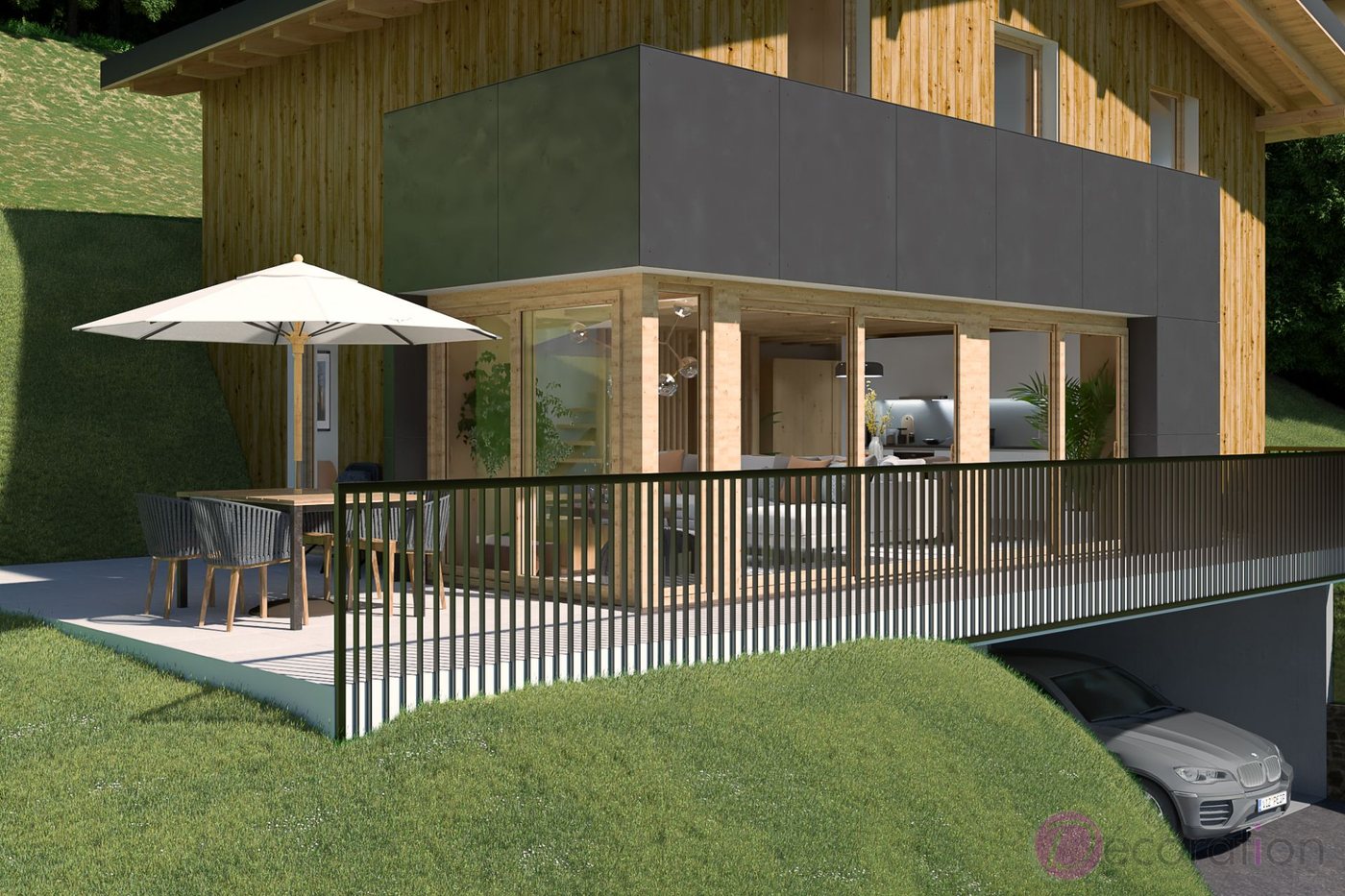 Villa contemporaine en bois avec terrasse panoramique, Valais